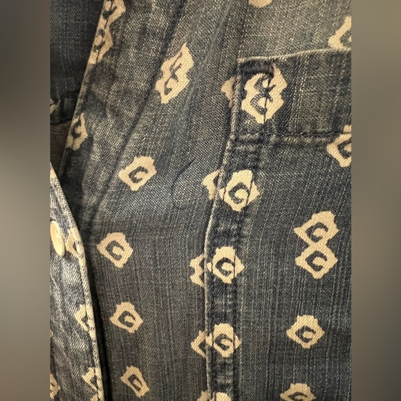 Cloth & Stone Anthropologie Women’s Print Chambray Roll Tab Shirt Dress - Picture 9 of 9